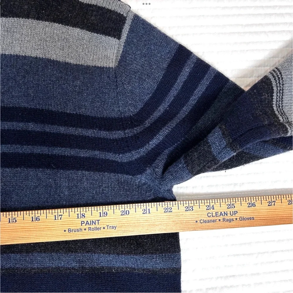 Vtg Banana Republic 100% Lambs Wool Turtleneck Sweater Mens XL Navy Striped